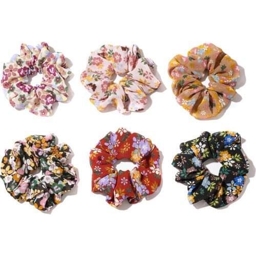 2020 Brand Designers Japan Style Floral Hair Scrunchies Cute Kawaii VSCO Girls Hairties Korean Women Scranchis