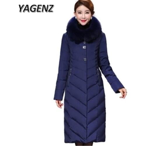 2020 Women Winter Hooded Warm Coats High-end Fox fur collar Mother Slim Long outerwear Large size Casual Down Jacket Female 5XL