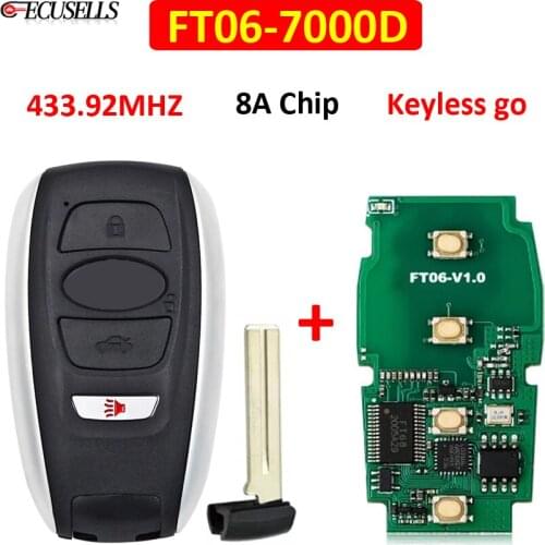 3+1 Button Keyless Go Smart Remote Key 433.92Mhz 8A Chip for Subaru STI WRX Board: 7000 Lonsdor FT06-7000D TOY12 with Small Key