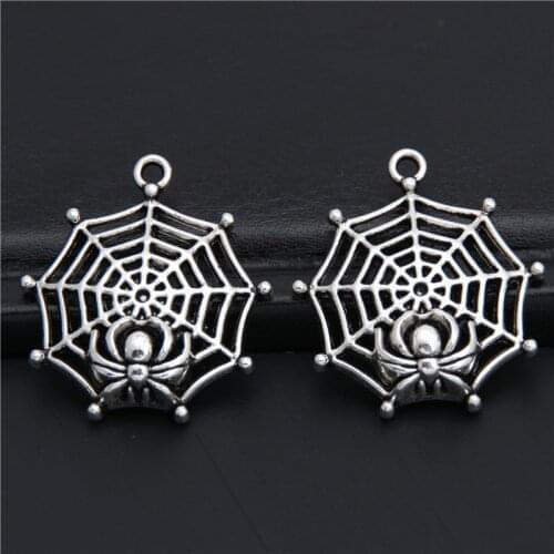 5pcs Silver Color Cobweb Charms Sprider Web Pendant For Jewlry Making 31x27mm A2952