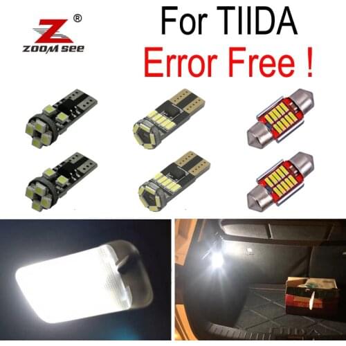 6pc x Canbus Error Free LED interior bulb For 2007-2019 Nissan Tiida C11 C12 C13 Map Reading dome light lamp kit