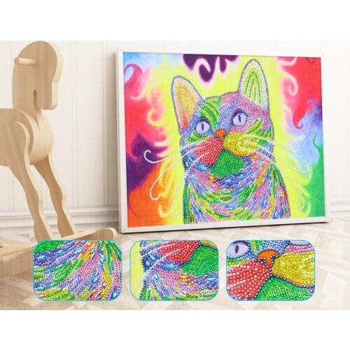 Special Shaped Diamond Painting Fat Cat Combination Modern Pattern DIY 5D Part Drill Cross Stitch Crystal Art Home Decoration