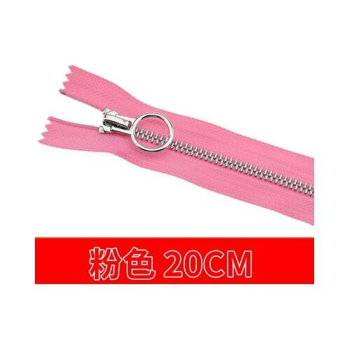 Free shipping 10pcs/lot 20cm pink zipper 5# Metal zipper Round zipper head clothing trousers zipper accessories