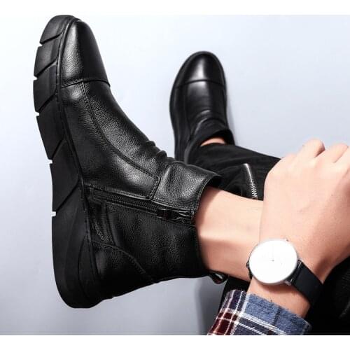 Brand New Autumn Winter High help Men Shoes Soft Leather Casual Shoes Warm Plush Snow Boots Fashion Ankle Boots Working Boots