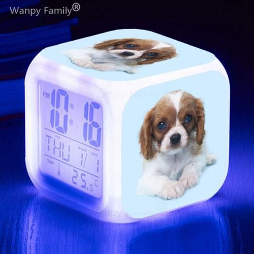 Pet Dog Golden Retriever LED Alarm Clock 7 Color Glowing Digital Alarm Clock Kids Room Multifunction Luminous Watches Clock