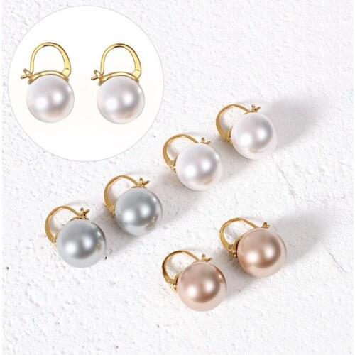 CSxjd European and American fashion Copper Metal Glass pearl Earrings Baroque retro female popular earrings