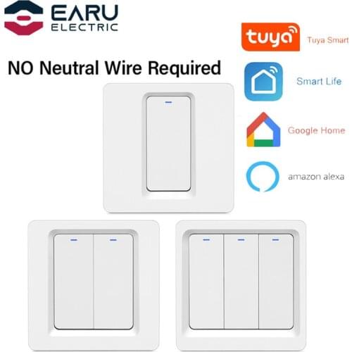EU Standard Smart Switch No Neutral Wire Required 1/2/3Gang 86 Wall Panel Wireless Wall Light Switch 200-240V Push Button Switch