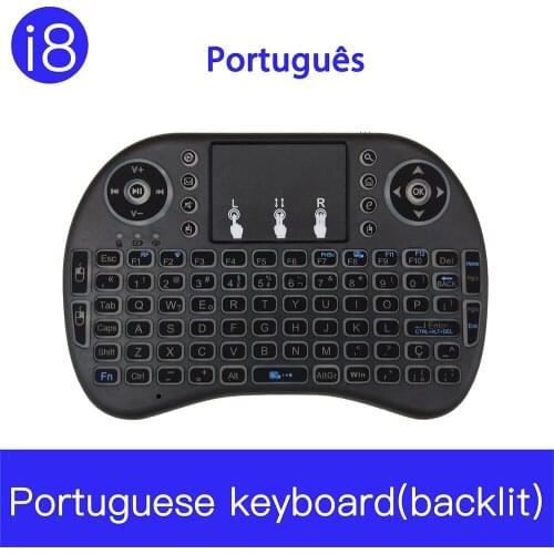 Hot Sale i8 Portuguese Mini Wireless Keyboard 2.4GHz Backlit Air Mouse with Touchpad Handheld for Android TV BOX English Russian