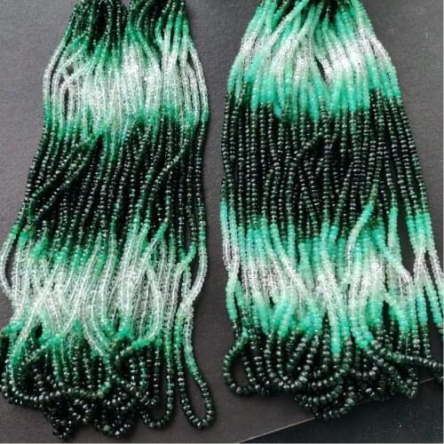 Loose beads gradient green Emerald roundel 3-4mm faceted 40cm for DIY jewelry making FPPJ wholesale beads nature gem stone
