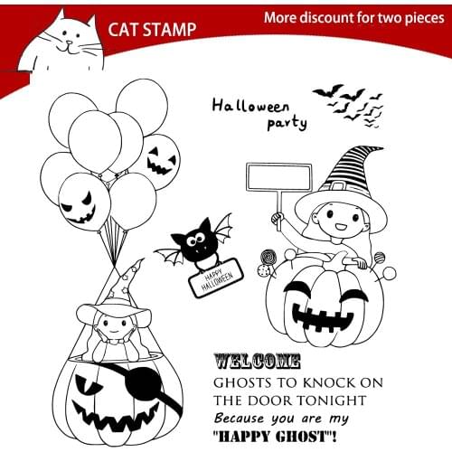 Halloween Pumpkin Head Cutting Dies Clear Stamps For Scrapbooking Card Making Photo Album Silicone Stamp DIY Decorative Crafts