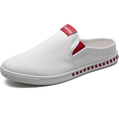 Canvas Shoes Mens Korean Version Of Casual Half-mover White Trend 2019 Summer New Small White One Pedal Lazy Shoes
