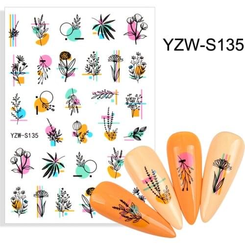 3D Stickers for Nails Adhesive Cotton Color Grass Flower Nail Art Decorations Trend Pattern Design Sticker Nail Foil Accessories
