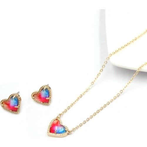 New Fashion Resin Hot Pink Heart Chorker Necklaces Pendants for Women