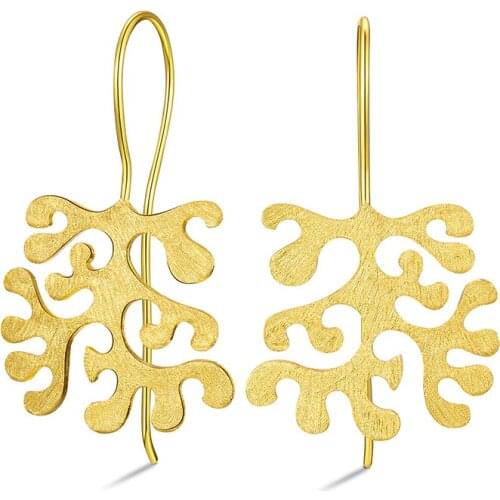 Lotus Fun Real 925 Sterling Silver Natural Original Handmade Fine Jewelry Vintage Irregular Tree Drop Earrings for Women Brincos