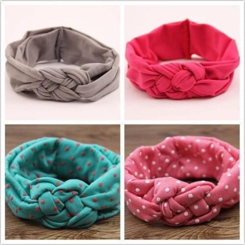 Polka dot braided knot turban headband girls kids hair head bands wrap accessories for children band headwrap headdress headwear