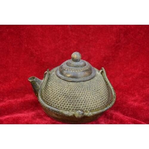 Rare Old Ming Dynasty Bronze DOT Teapot,Sculpture ,With mark,Free shipping