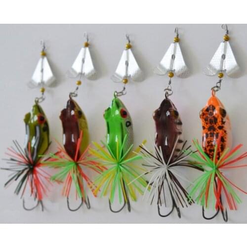 1PCS Fishing Lure With Propeller Artificial Crank Hard Bait Frog Lure Treble Hooks Frog Sinking Bait Carp Tackle Wobbler h
