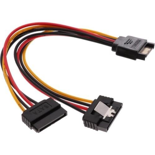 SATA Power Cable SATA 15 Pin Male to 2x Female Splitter Cables Cord