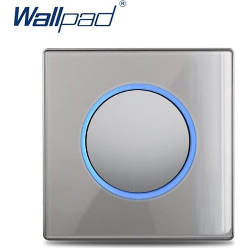 Wallpad 1 2 3 4 Gang Wall Light Switch Crossover Pass Through Grey Glass Curtain Impulse Dimmer 45A Switch LED Indicator