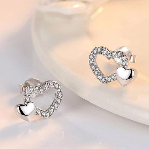 Bague Femme Fashion Simplicity Love Heart S925 Earrings For Women 2021 Korean Charm Jewelry Valentines Day Gift
