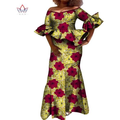 Flare Sleeve Women Skirt Set Dashiki Bazin Riche Party 2 Pcs Sets Tops and Skirt Sets for Women African Women Clothing WY8431