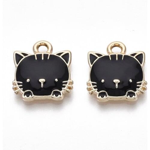 10pcs/lot Alloy Enamel Pendants DIY Necklace Earrings Bracelet Cute Cat Pendant Charms for Jewelry Making Accessories