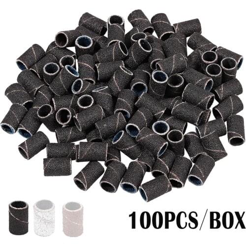 100PCS 180# Nail Art Sanding Band Electric Nail Drill Machine Tools Fine Sand Ring Drill Bits Accessory Gel Remove Polisher