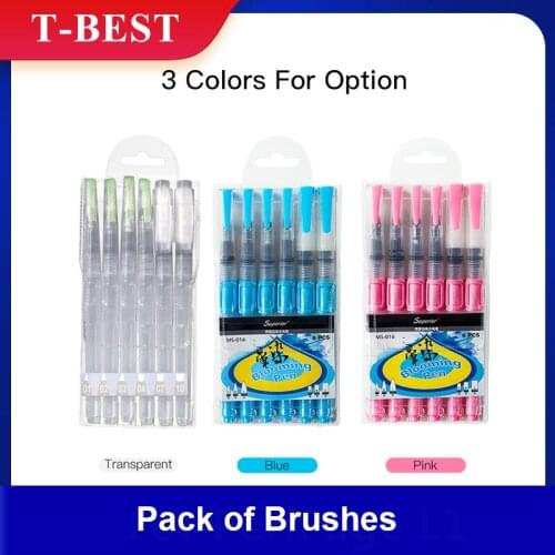 Brushes 6 Pcs Refillable Water-color Brush Pens Set for Painting Markers Artists Calligraphy