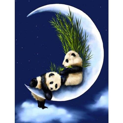 Full 5D Diy Diamond Painting Animal Moon Panda 3D Diamond Painting Full square Rhinestones Paintings Embroidery pattern FG1944