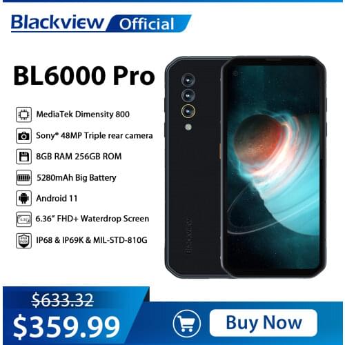 Blackview BL6000 Pro 5G Smartphone IP68 Waterproof 48MP Triple Camera 8GB RAM 256GB ROM 6.36 Inch Global Version Mobile Phones