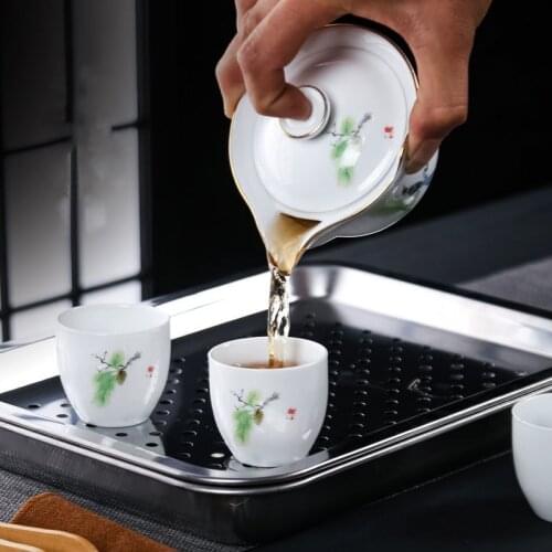 Anti-scalding large cover bowl Ceramics cup Pu'er tea Hand pot Kung Fu Tea Set Kuai Ke cups tea pot set
