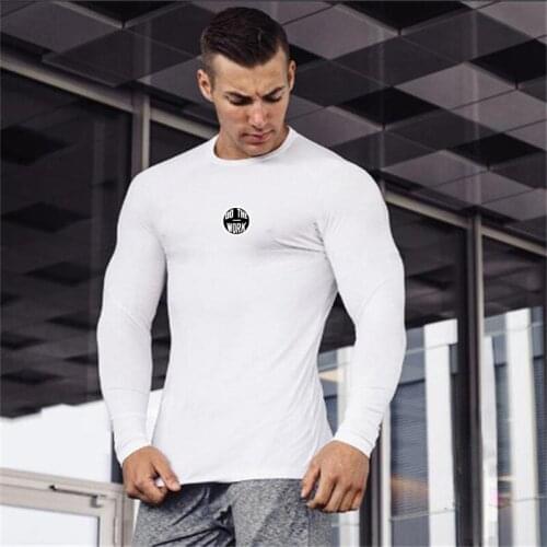 Muscleguys Brand Gym Clothing Fitness Running T-shirt Men Compression Skinny Bodybuilding T shirt Long Sleeve Sports Tee Tops