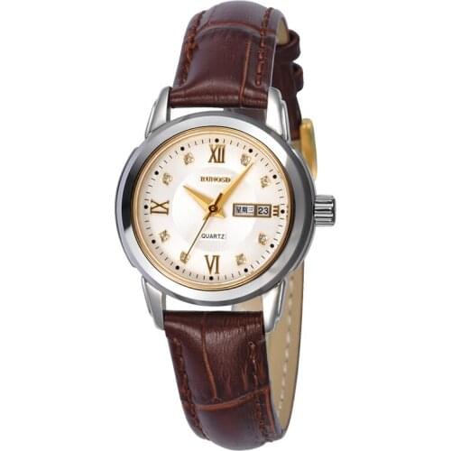 RUNOSD Ladies Watch Luxury Zircon Day Calendar miyota Quartz Movement Sapphire Crystal Cowhide 5153LP