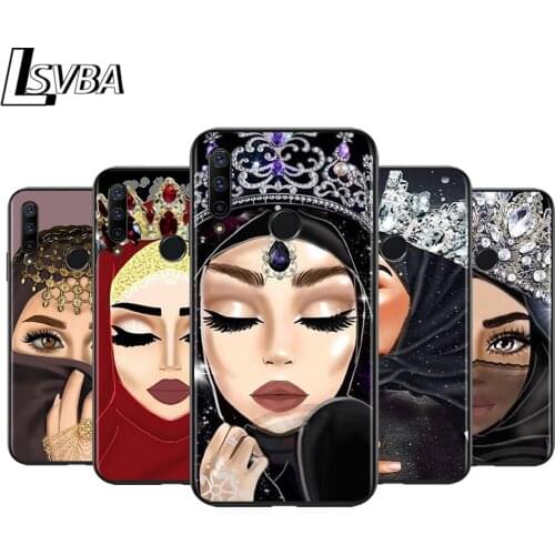 Anti-Fall Soft Black Cover Arabic Hijab Girl Queen For Huawei Honor 30 20 10 9X 9 Lite Pro V20 20S 9S 9A 9C 9N Phone Case