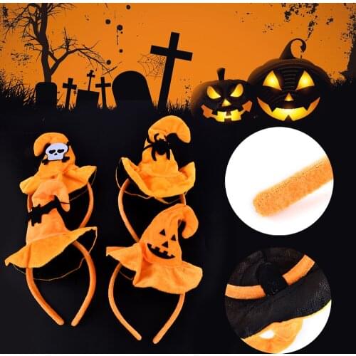 Kids Headbands Halloween Girl Glitter Hairbands Party Gifts Bows Crown Hair Accessory Photo Props