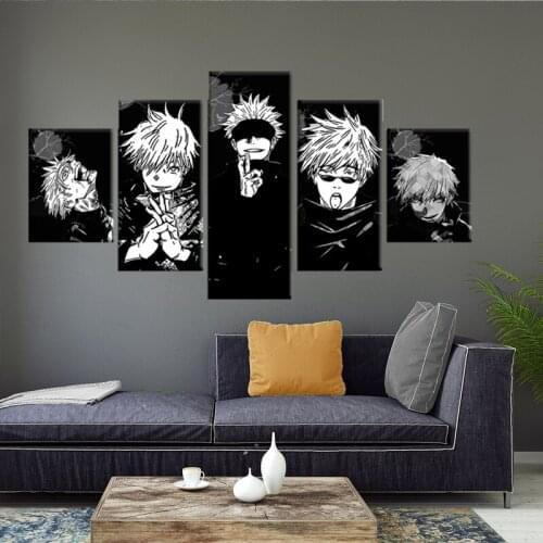Jujutsu Kaisen Anime 5 Pieces Art Poster Gojo Satoru and Yuji Wall Canvas Painting Decor Living Room Home Decoration Cuadros