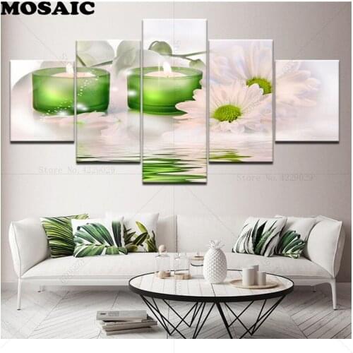 Full square diamond drill 3D flower picture diamond painting cross stitch diamond embroidery mosaic pattern home decor 5pcs