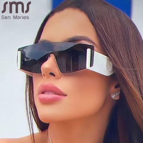 Square Oversized Sunglasses One Lens Brand Designer Sunglasses Rimless Fashion Men Women Shades UV400 Vintage Glasses