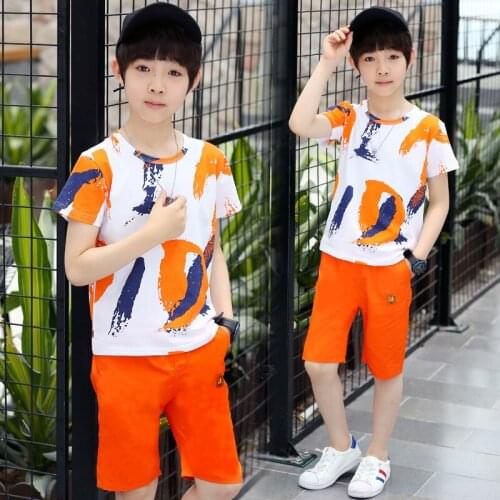 Fashion Children Tracksuit for Boys Short Sleeve T-Shirt Pants 2Pcs Boys Sport Suits Summer Casual Kids School Clothes
