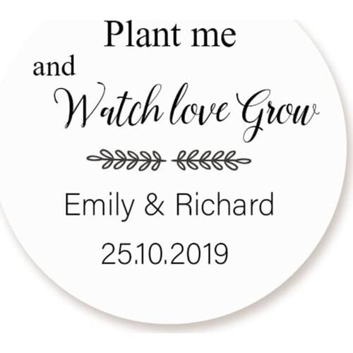 DouxArt 100pcs Personalized Wedding Stickers, Plant Me and Watch Love Grow, 40mm Wedding Favour Decoration Gift Labels Seals