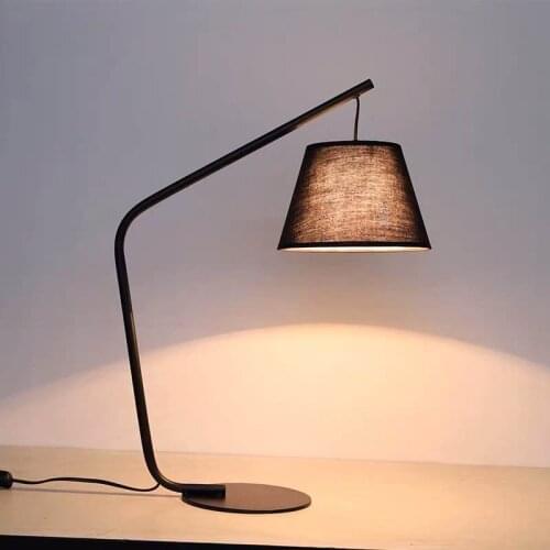 Modern Study Cloth Table Lamp Living Room Table Light Wrought Iron Cloth Bedroom Bedside Lamp Danish Fishing Light