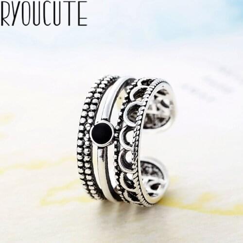 Real Silver Color Exaggerated Personality Multilayer Large Rings for Women Statement Adjustable Finger Ring
