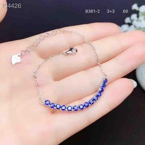 Natural Sri Lanka Sapphire Chain Bracelets for Women S925 Sliver Real Blue Gemstones Fine Jewelry Gifts Top Quality 3*3MM Party
