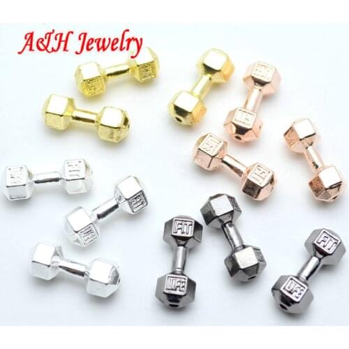20pcs New Arrival Alloy Charms Rose Gold Silver Gun Black Color 8x21mm Dumbbell Shape Pendant Beads For Jewelry Making