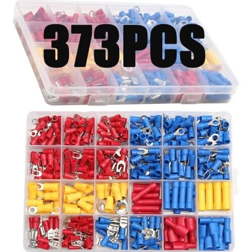 280/373Pcs Crimp Spade Terminal Assorted Electrical Wire Cable Connector Kit Crimp Spade Insulated Male Female Crimping Tools