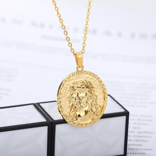 Goth Gold Chain Jesus Pendant Necklace For Women Men Stainless Steel Necklace Pendant Boho 2020 Trend Jewerly Christmas Gift