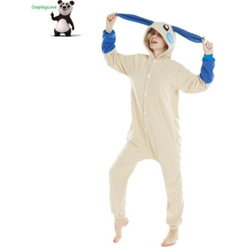 Blue Minus Rabbit Pajamas Animal Cosplay Costume Flannel Girls Boys Adult Pajamas Onesies Cartoon Sleepwear Sleepsuit