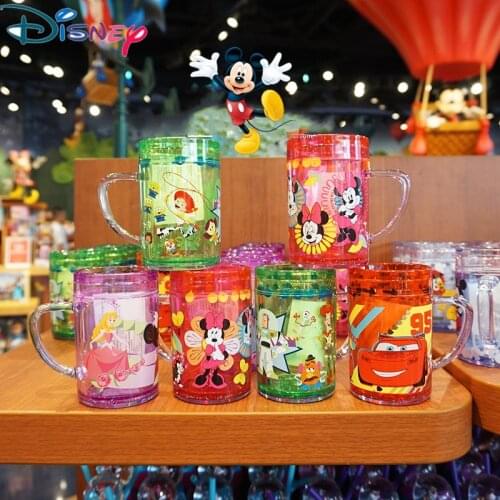 Disney Cartoon Cup Children Adults Plastic Cup Minnie Boy Girl Plastic Cup Fall-proof Gargle Cup Floating Flash Sheet Cup