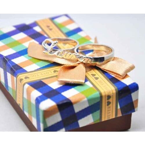 Custom Name Rings Solid Silver Two Finger Ring Nameplate Personalized Initial Engraved Hip Hop Jewelry