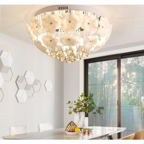 Simple personality living room creative Flower lights modern Crystal pendant circular round master bedroom ceiling lamp LO814